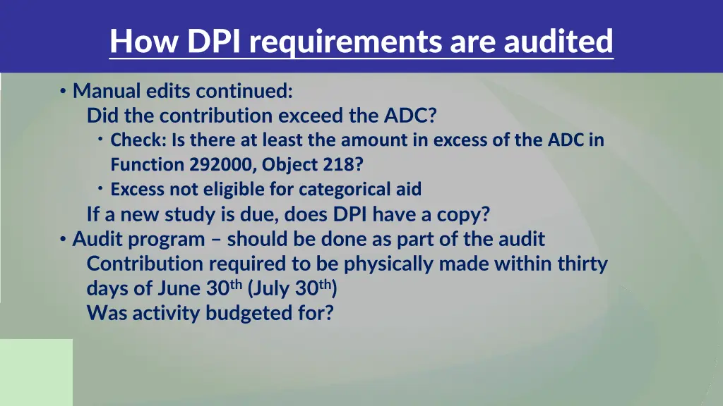 how dpi requirements are audited 2