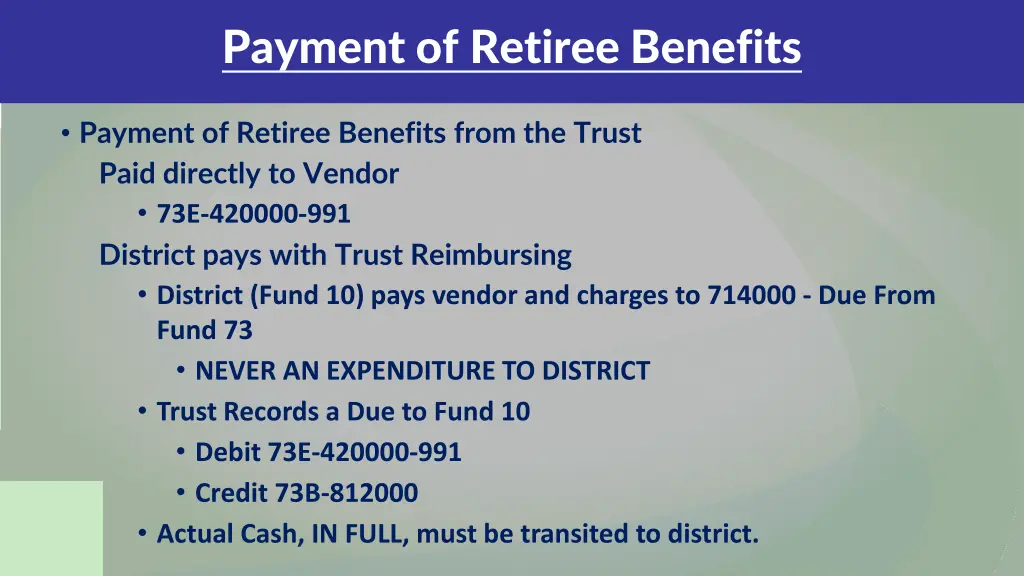 payment of retiree benefits