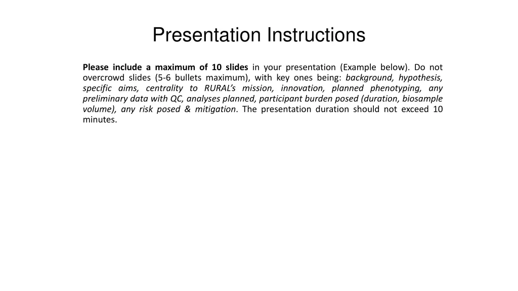 presentation instructions