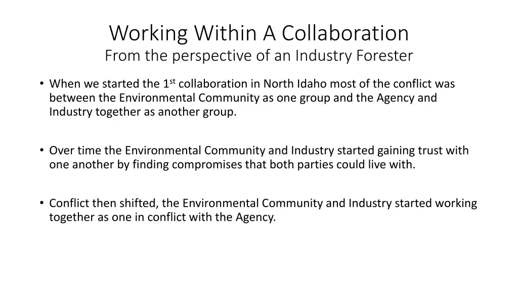 working within a collaboration from