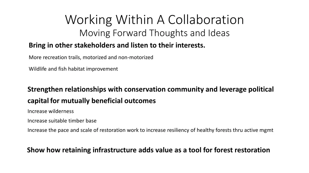 working within a collaboration moving forward