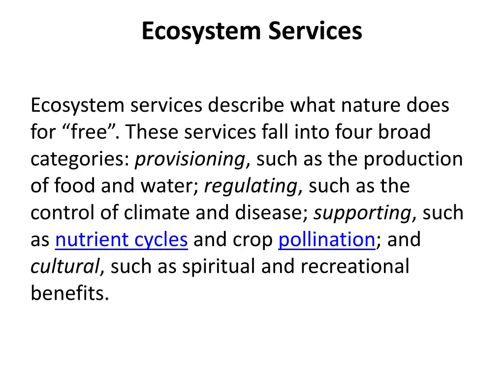 ecosystem services