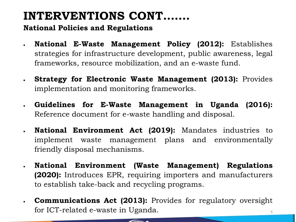 interventions cont national policies