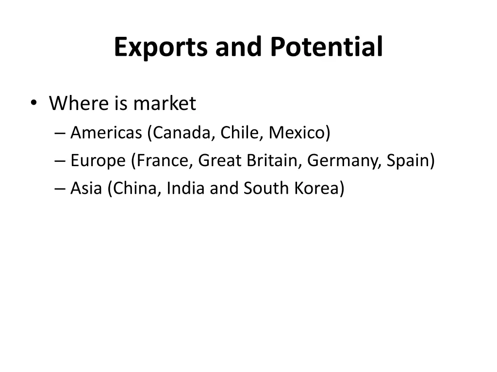 exports and potential 1