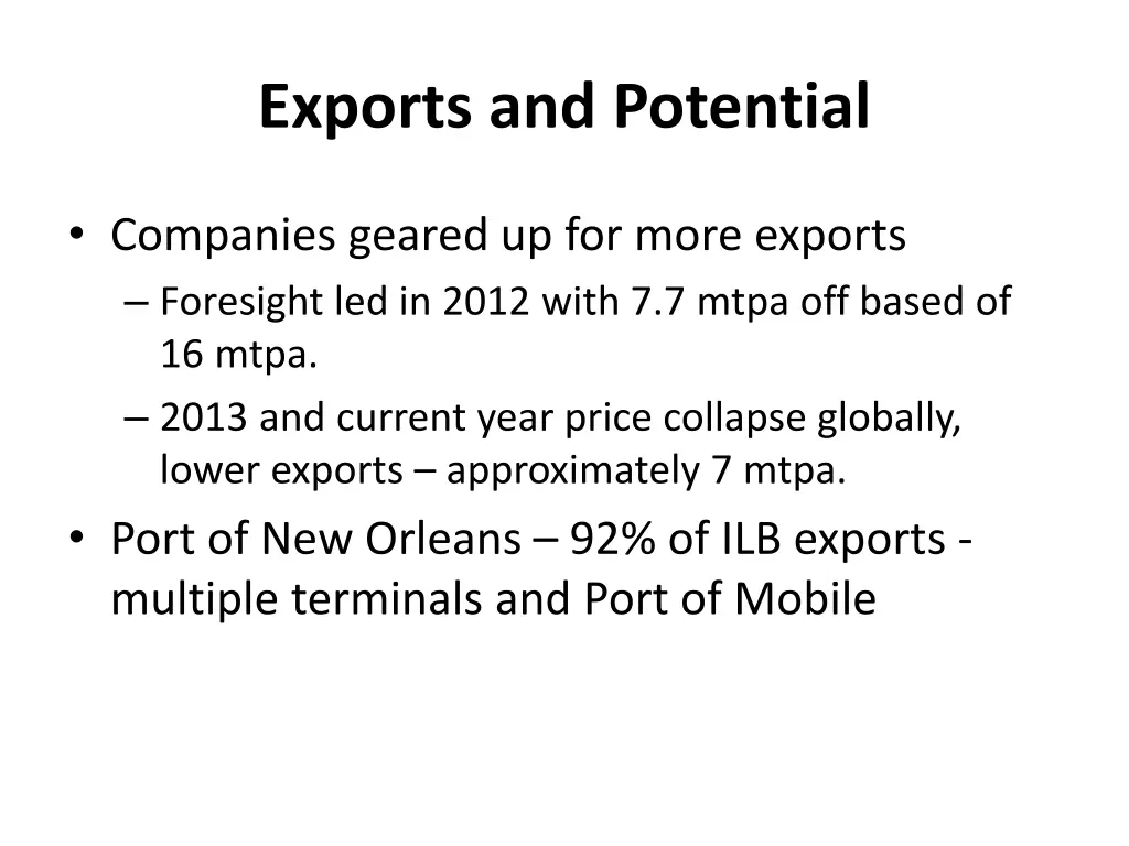 exports and potential