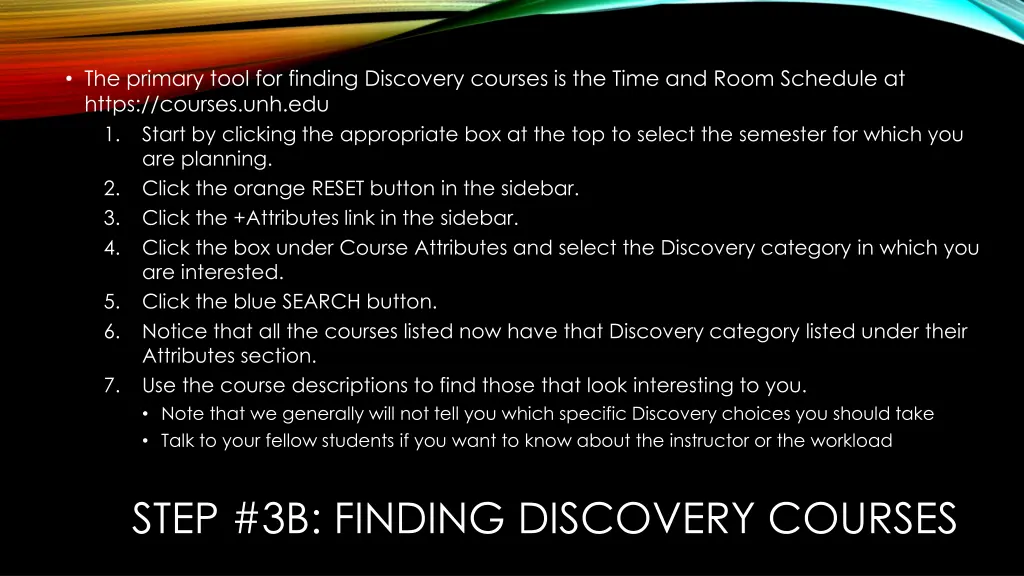 the primary tool for finding discovery courses