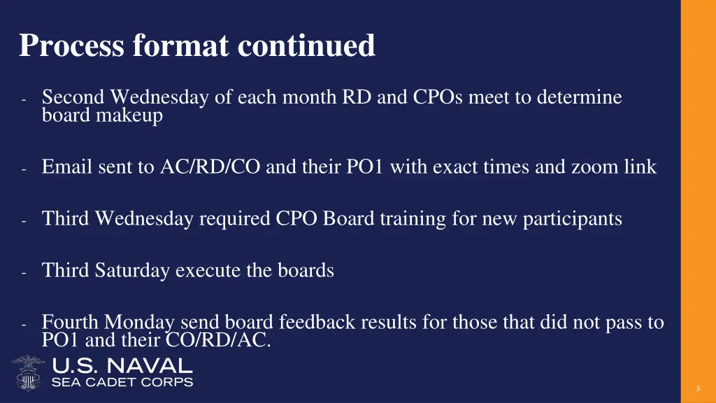 process format continued