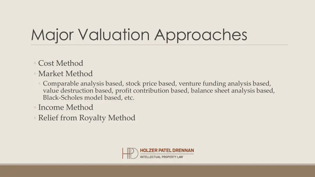 major valuation approaches