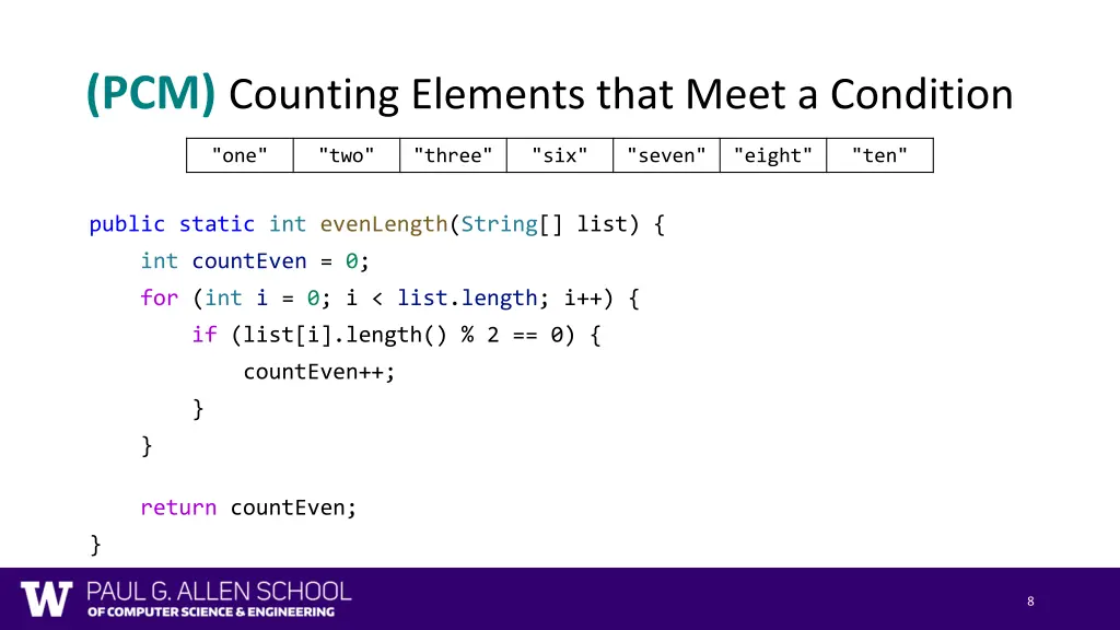 pcm counting elements that meet a condition 1