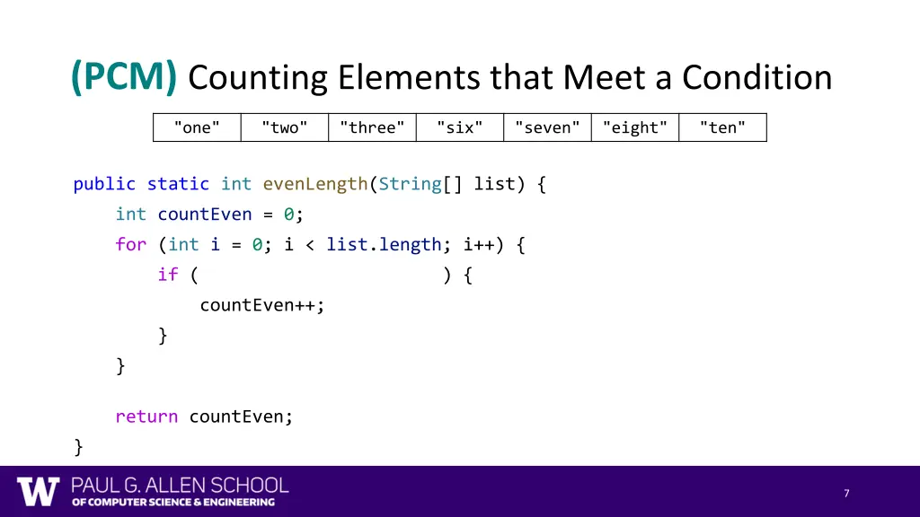 pcm counting elements that meet a condition