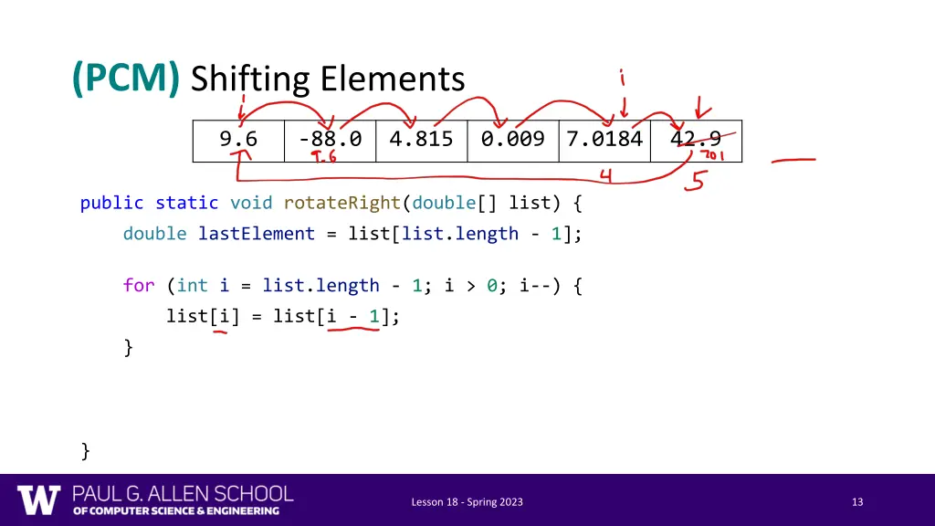 pcm shifting elements