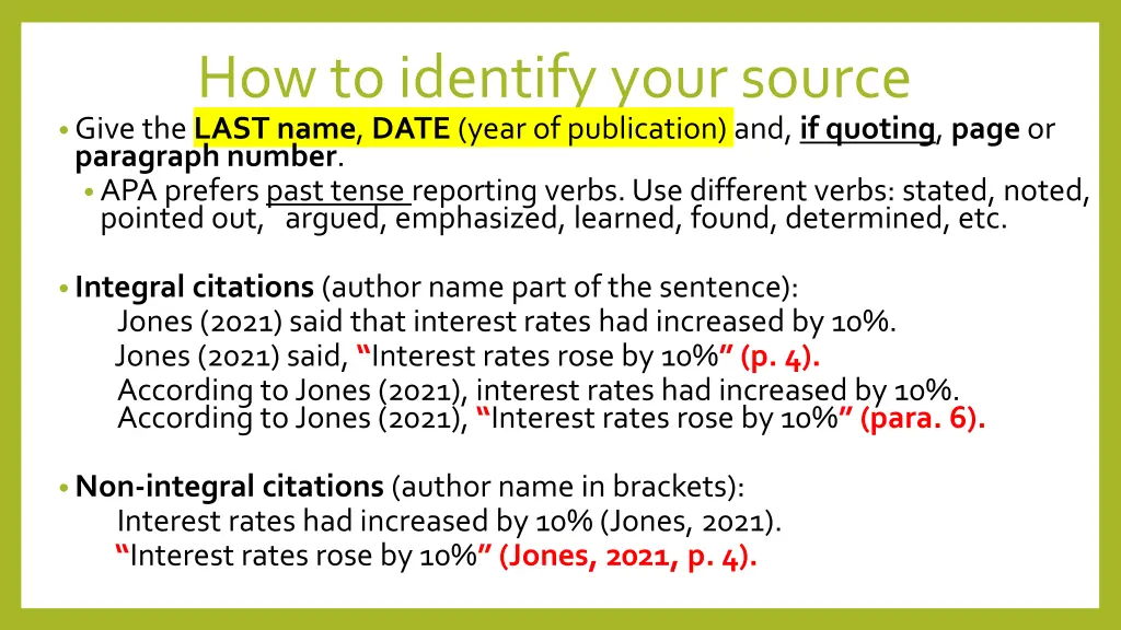 how to identify your source give the last name