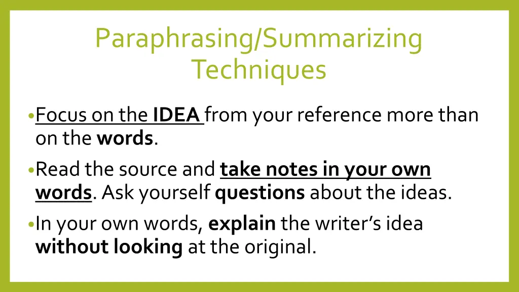 paraphrasing summarizing techniques