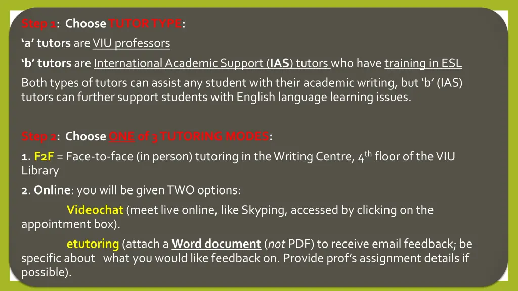step 1 choose tutor type