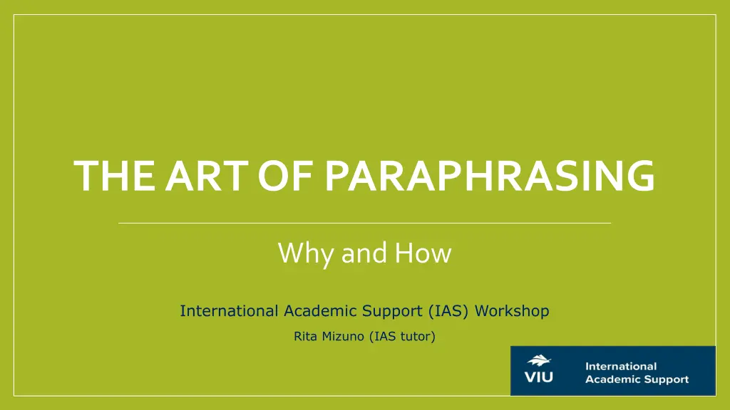 the art of paraphrasing