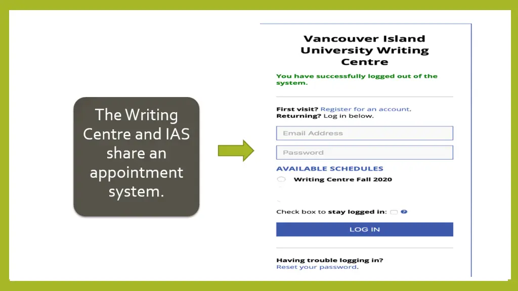 the writing centre and ias share an appointment