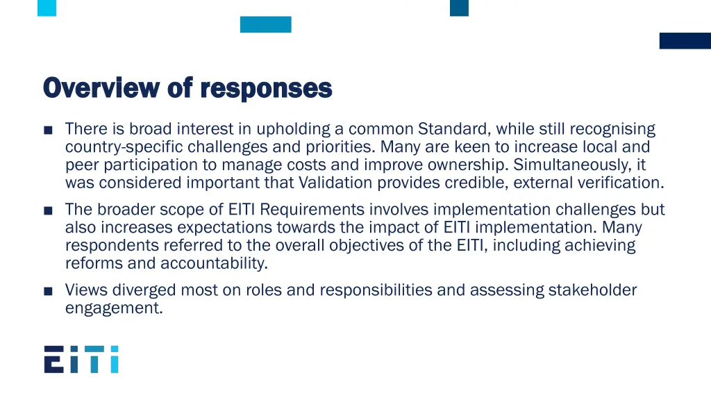 overview overview of of responses