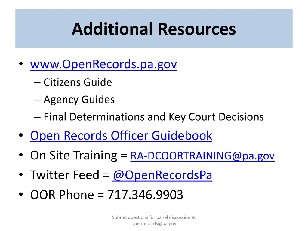 additional resources