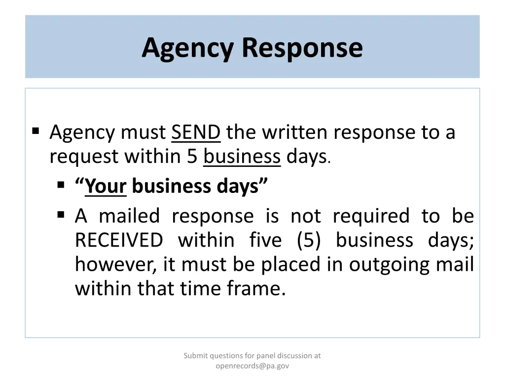 agency response