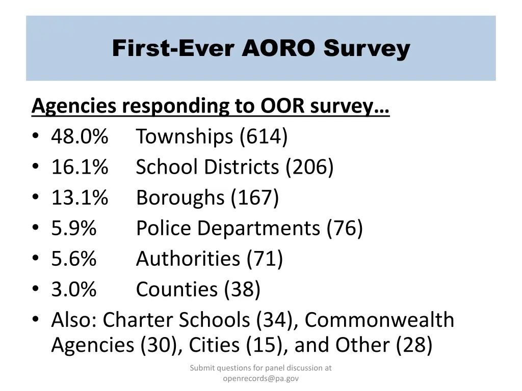 first ever aoro survey 1