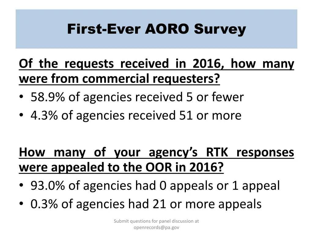 first ever aoro survey 4