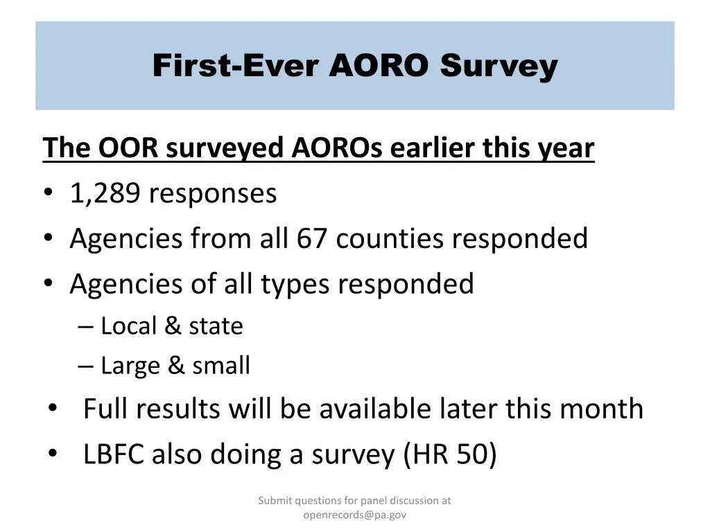 first ever aoro survey