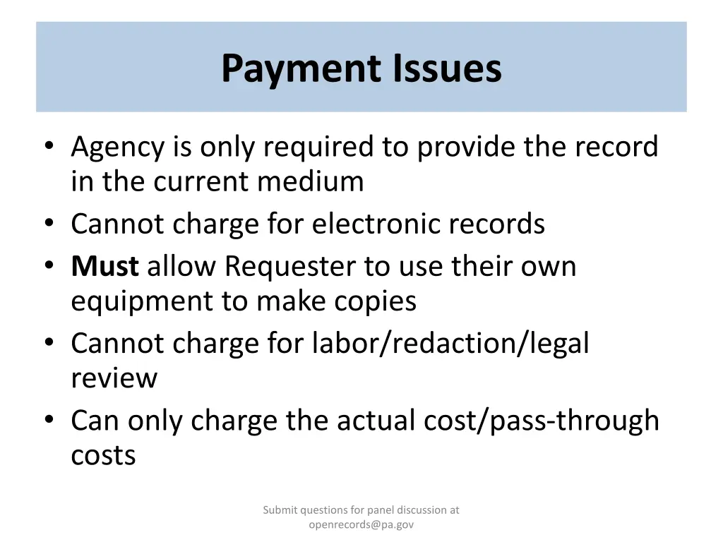 payment issues