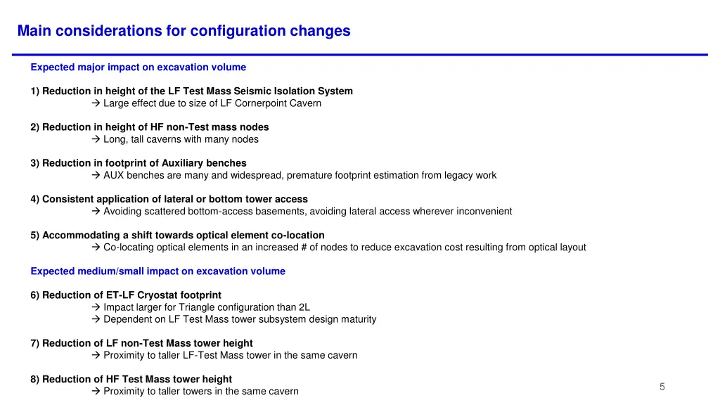 main considerations for configuration changes