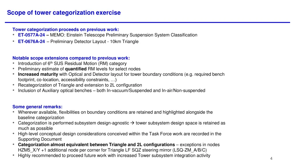 scope of tower categorization exercise