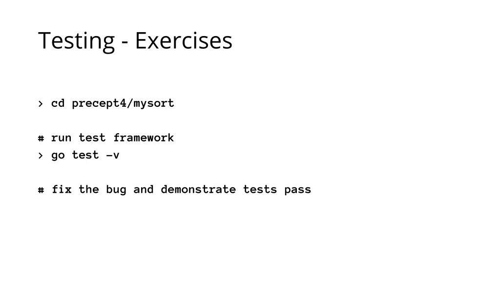 testing exercises