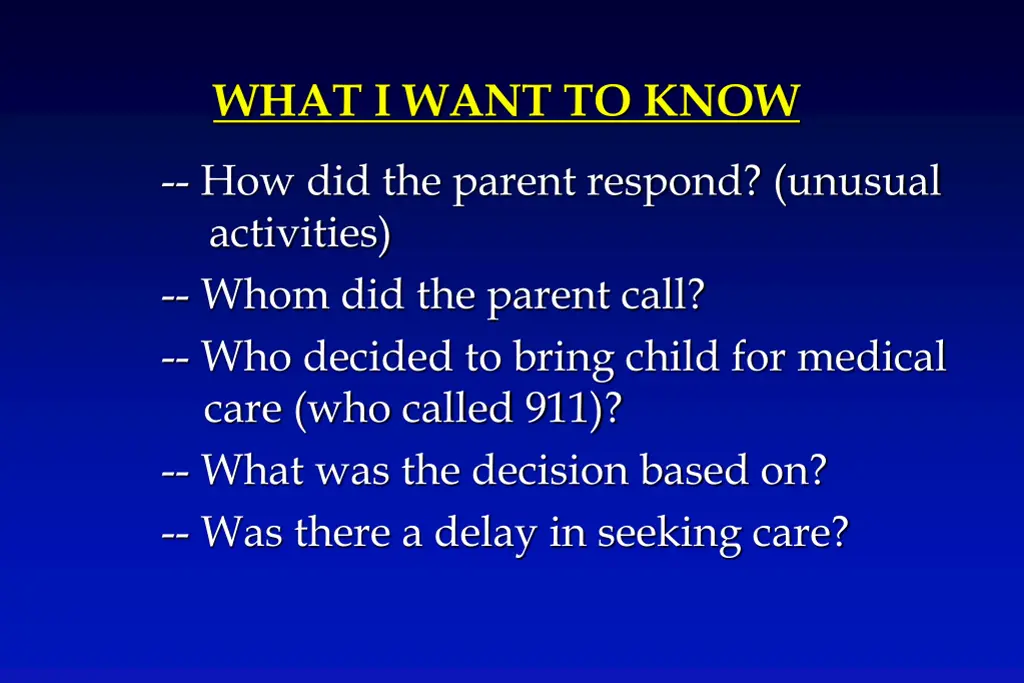 what i want to know 1