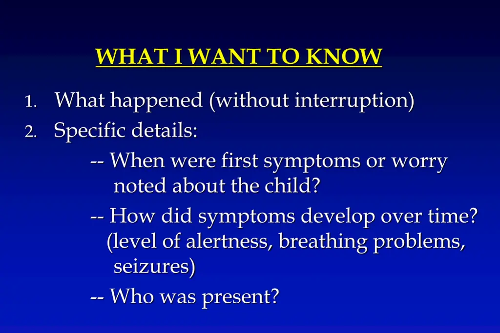 what i want to know