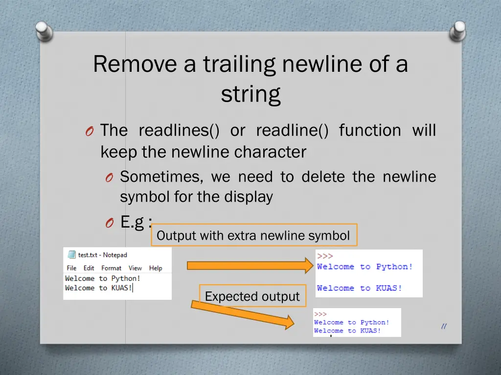 remove a trailing newline of a string