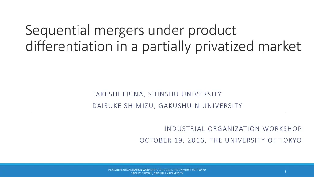 sequential mergers under product differentiation