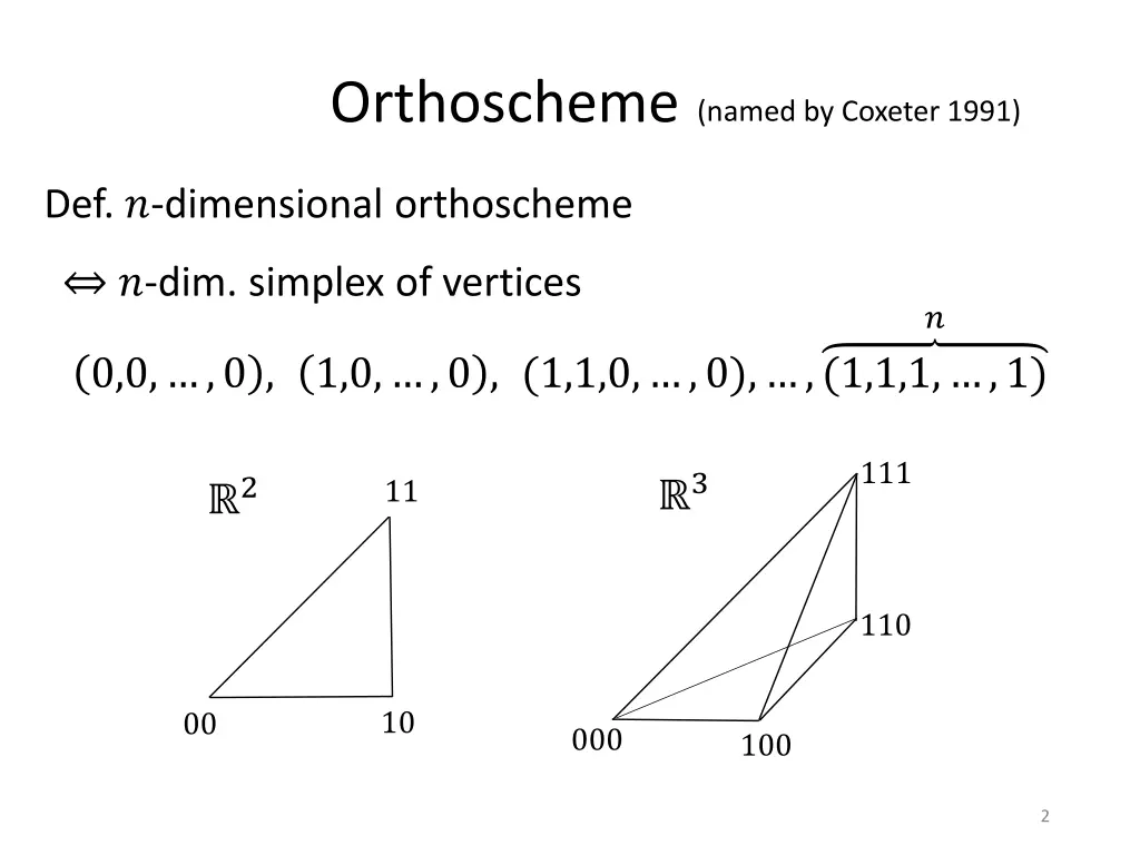 orthoscheme named by coxeter 1991
