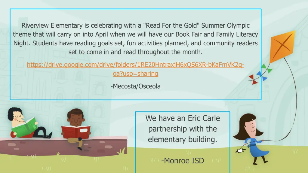 riverview elementary is celebrating with a read