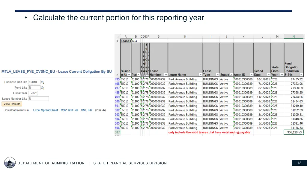 calculate the current portion for this reporting