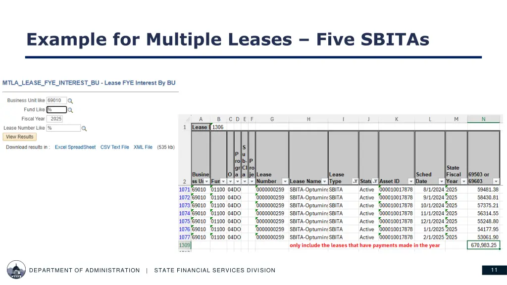 example for multiple leases five sbitas