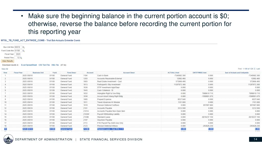 make sure the beginning balance in the current