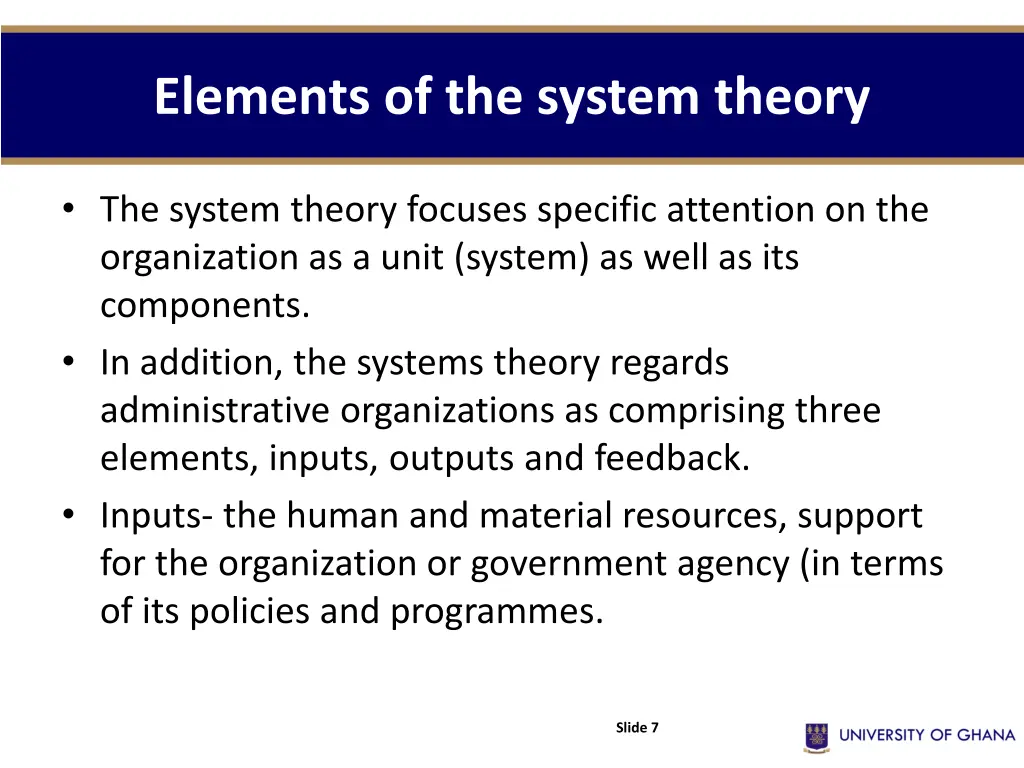 elements of the system theory