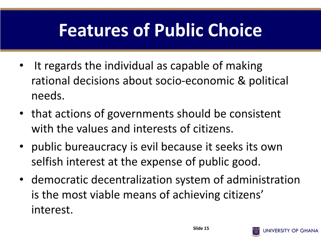 features of public choice