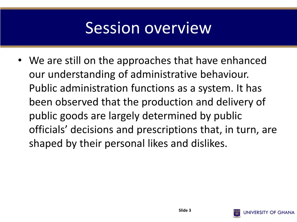 session overview