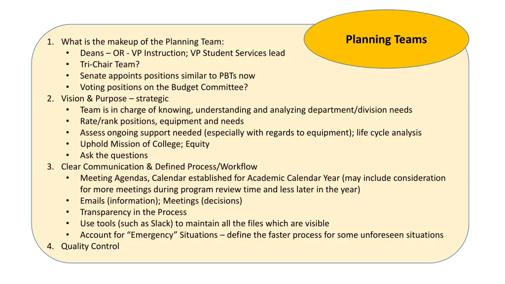 planning teams