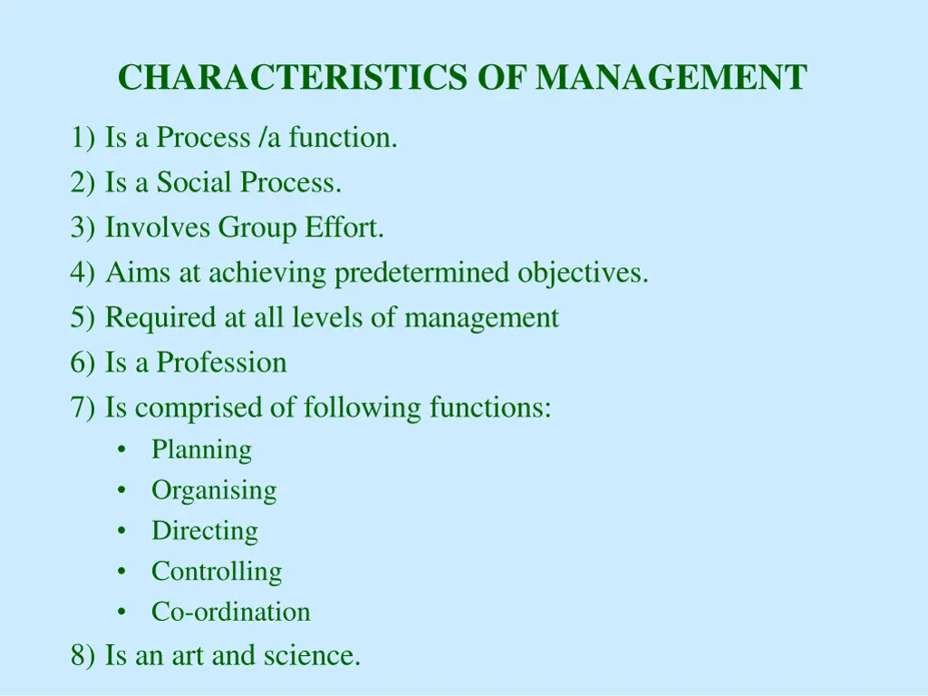 characteristics of management