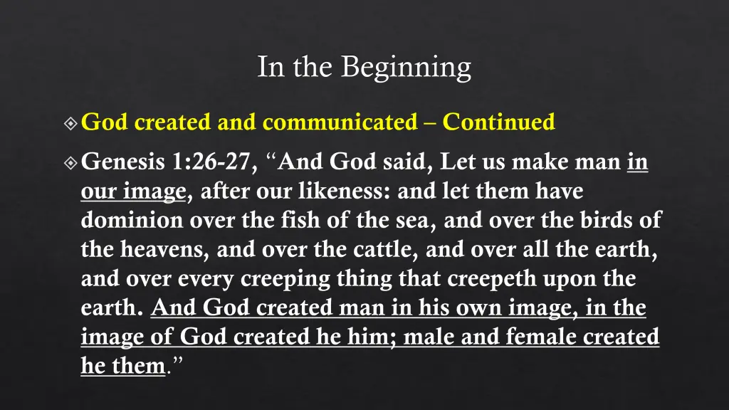 in the beginning 1