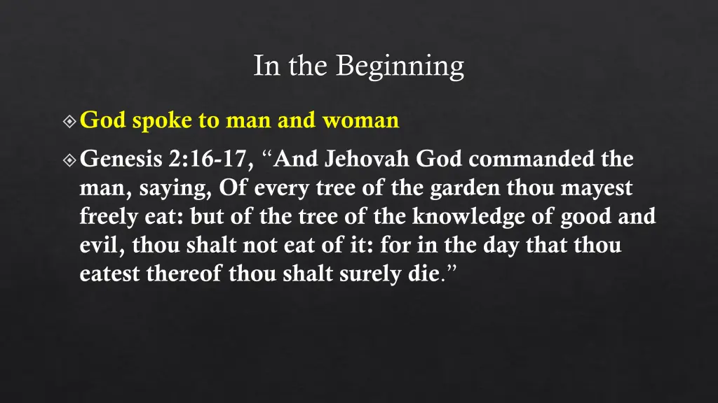 in the beginning 2