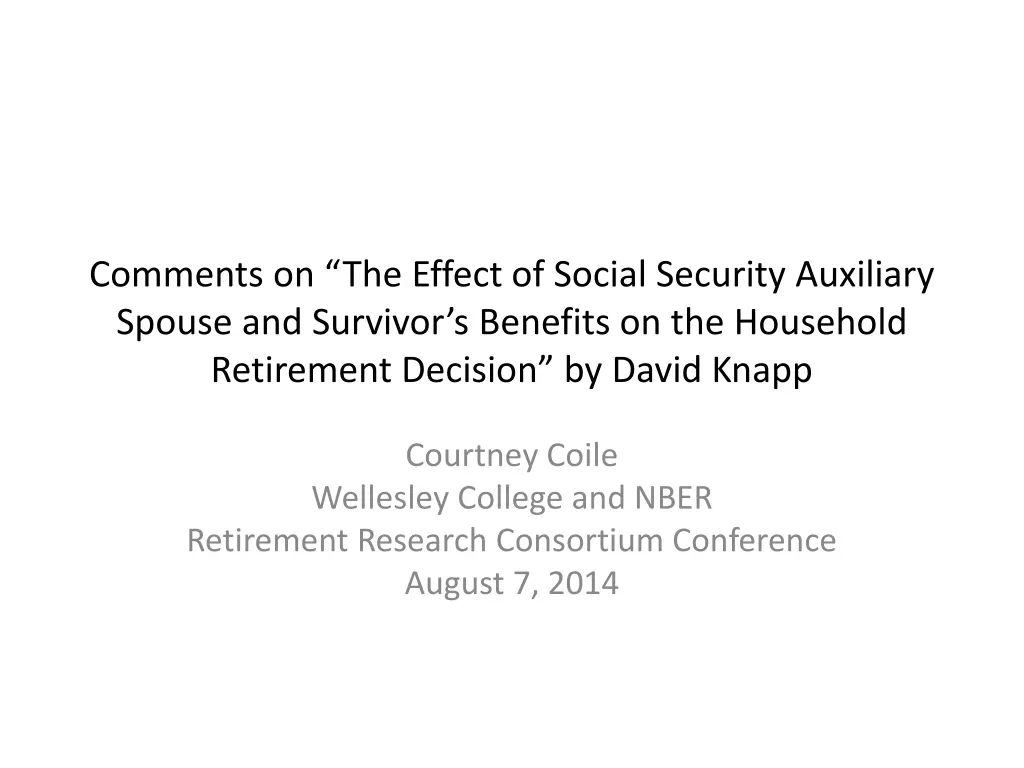 comments on the effect of social security