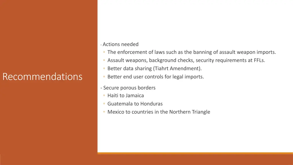 actions needed the enforcement of laws such