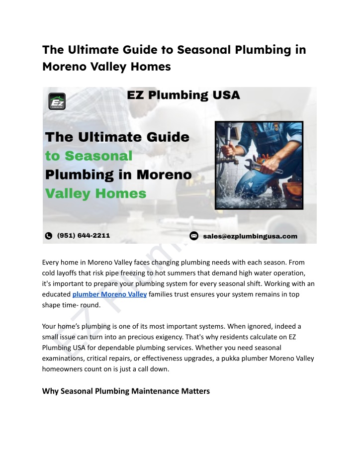 the ultimate guide to seasonal plumbing in moreno