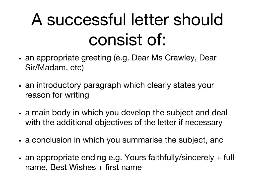a successful letter should consist